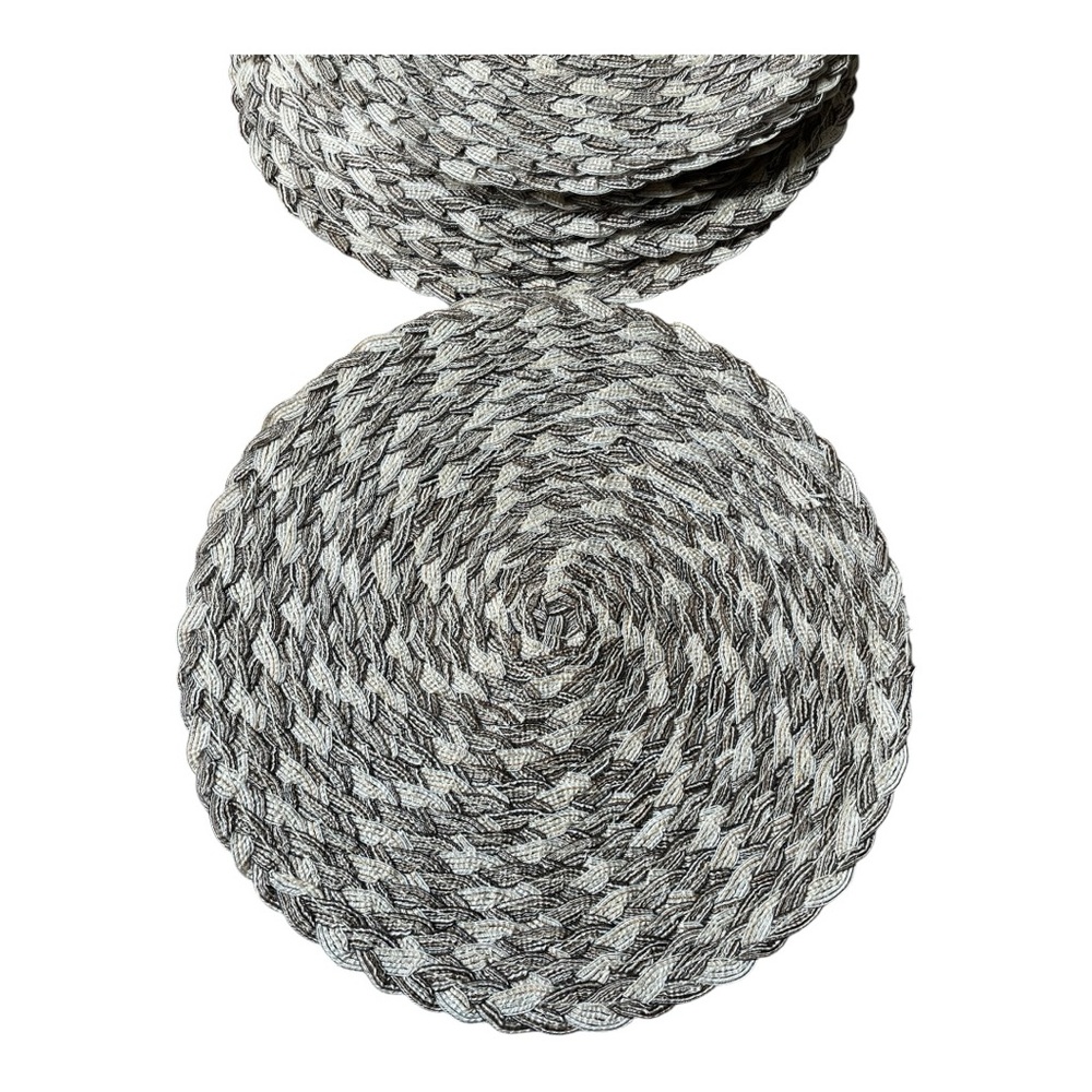 Neutral‎ 15” Round Braided Placemats Set of 12 Mist Grey